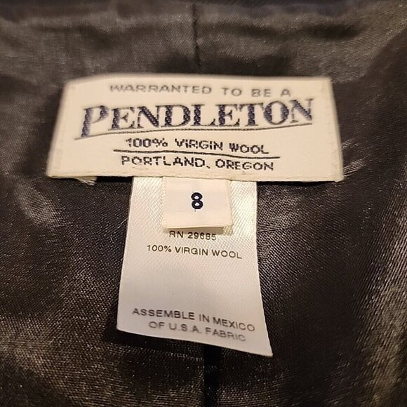 womens pendleton jacket 8 Black Wool Blazer 2 Button - Picture 2 of 5